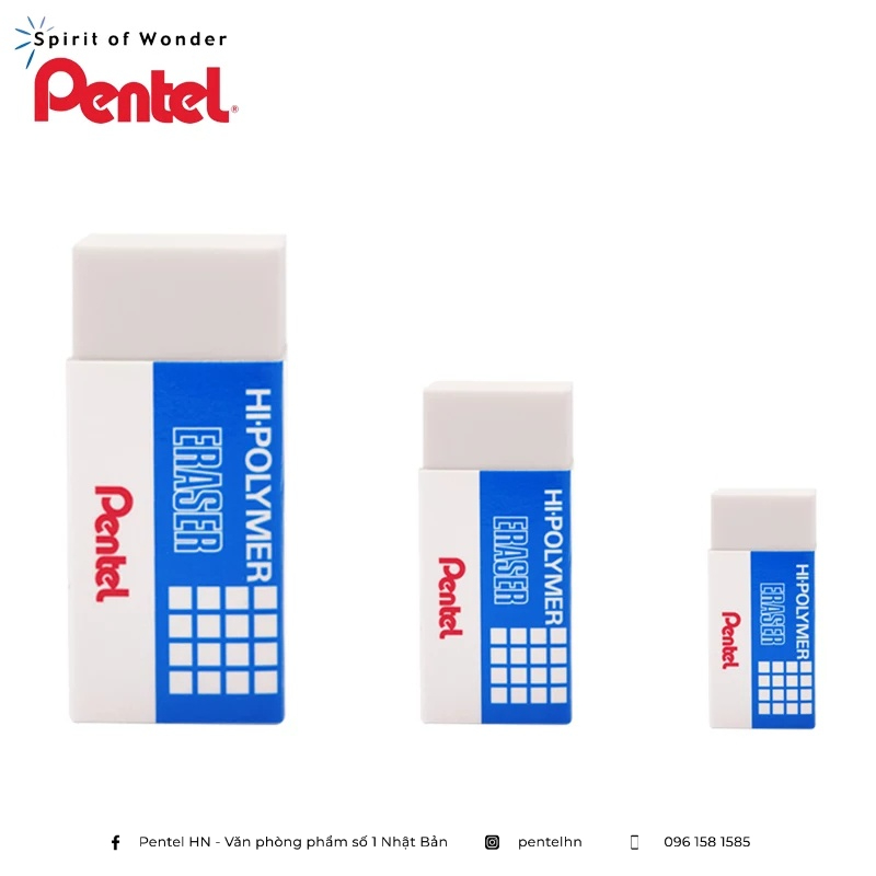 Gôm Tẩy Học Sinh Pentel Hi Polymer ZEH 3 Kích Cỡ Màu Trắng