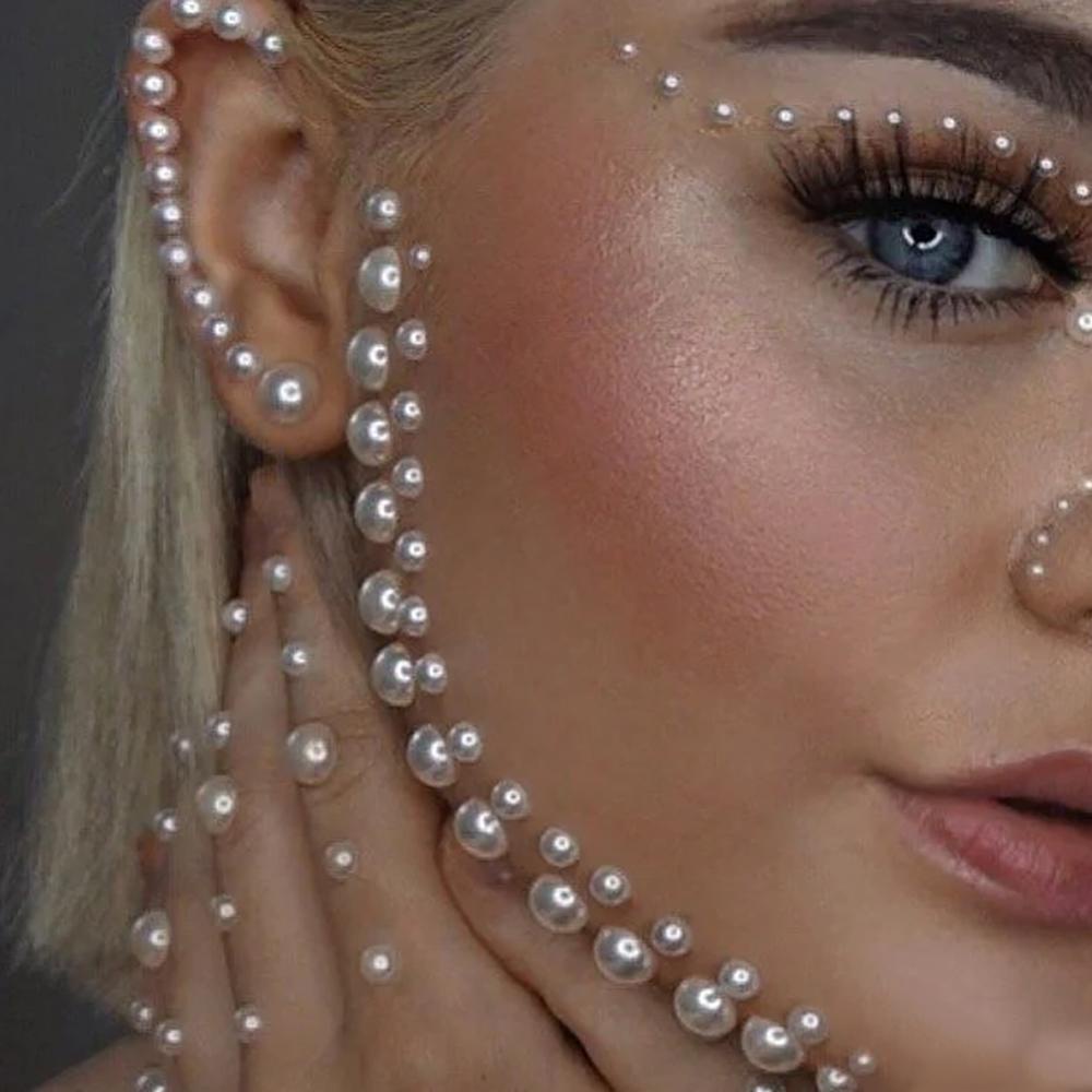 Hình Xăm Dán Tạm Thời Hình Đôi Mắt Đính Ngọc Trai Trắng Trang Trí Nghệ Thuật Cho Nữ DIY