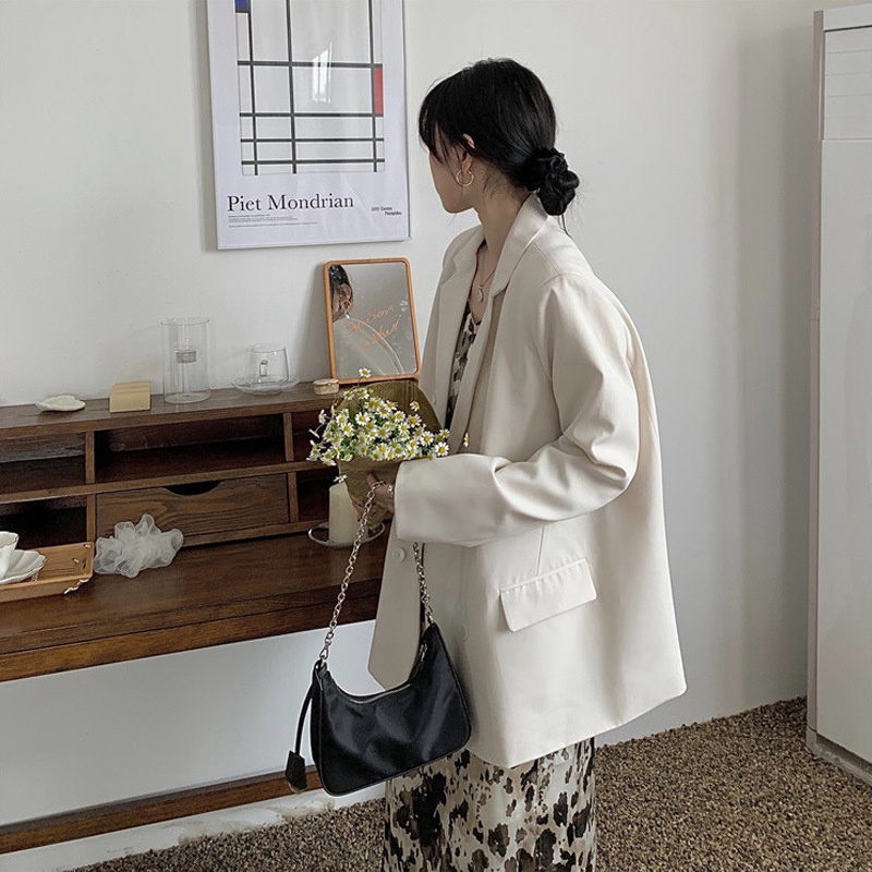 Áo khoác vest IELGY dáng rộng cỡ nhỏ phong cách Hàn Quốc thời trang cho nữ