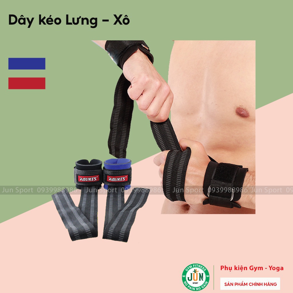 Dây kéo Lưng Tập Thể Hình, Lifting Straps Hỗ Trợ Tập Gym Jun Sport (Đôi)