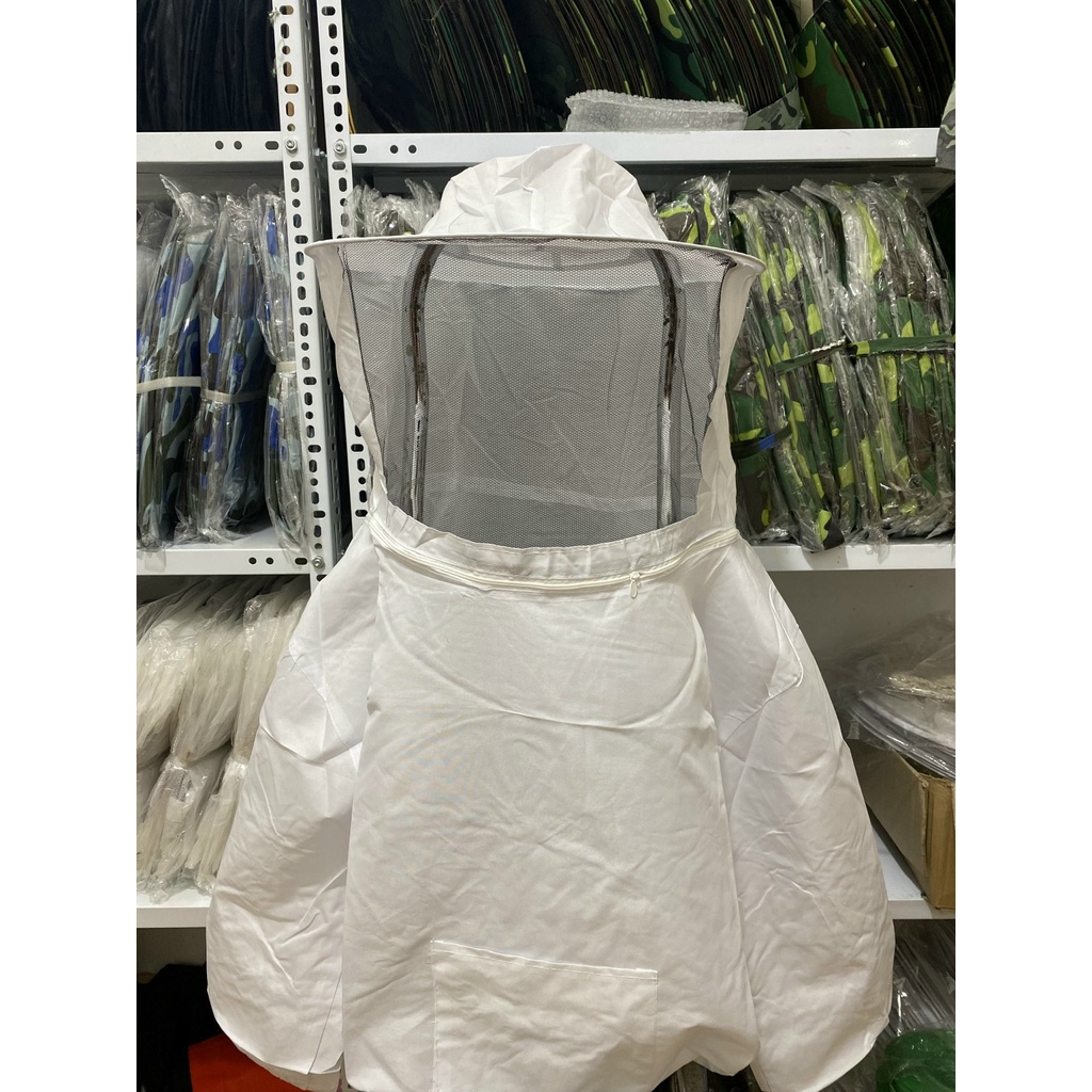 Áo Liền Mũ Nuôi Ong,Bắt Ong Tránh Bị Đốt-Màu Trắng