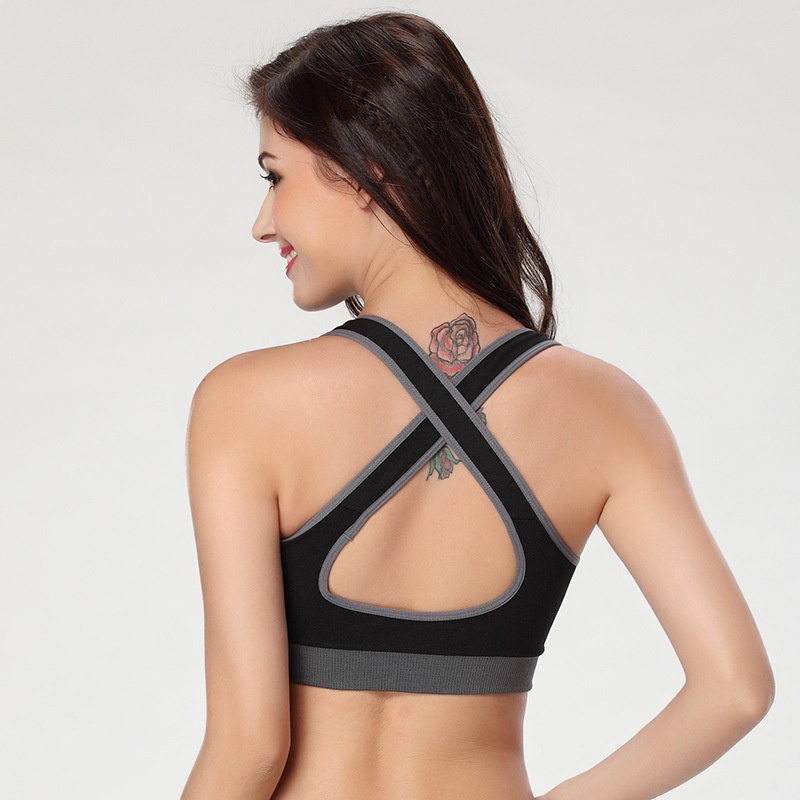 Áo bra tập Gym Yoga Aerobic 2 dây chéo lưng, vải dầy dặn co giãn thoải mái, tôn dáng nâng ngực, thấm hút mồ hôi A09