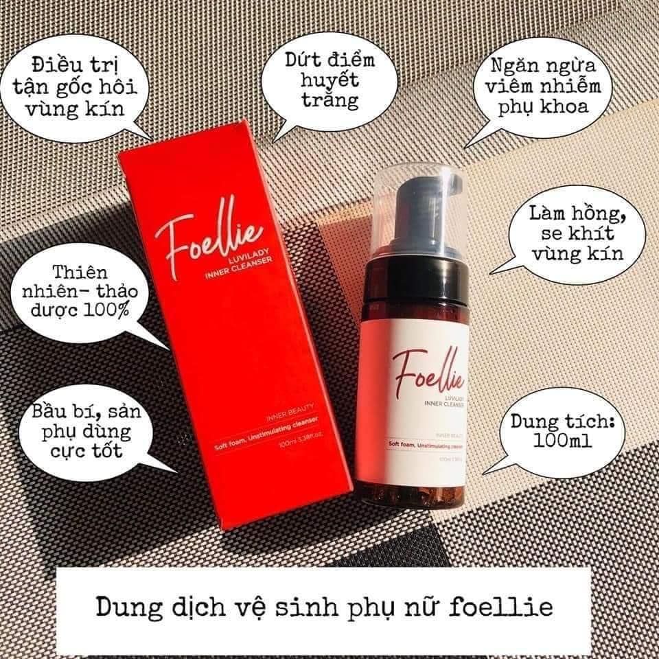 Dung Dịch Vệ Sinh Vùng Kín Nữ Foellie Hàn Quốc 100ml Dạng Bọt Chính Hãng - Sạch Khuẩn Mùi Hương Nhẹ Nhàng Quyến Rũ Sexy