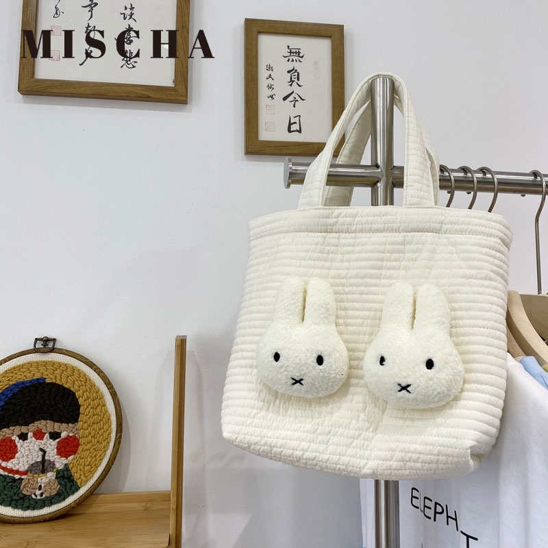 Mischa Túi Xách Đeo Vai Sức Chứa Lớn Màu Trơn Họa Tiết Thỏ Hoạt Hình Ba Chiều Thời Trang