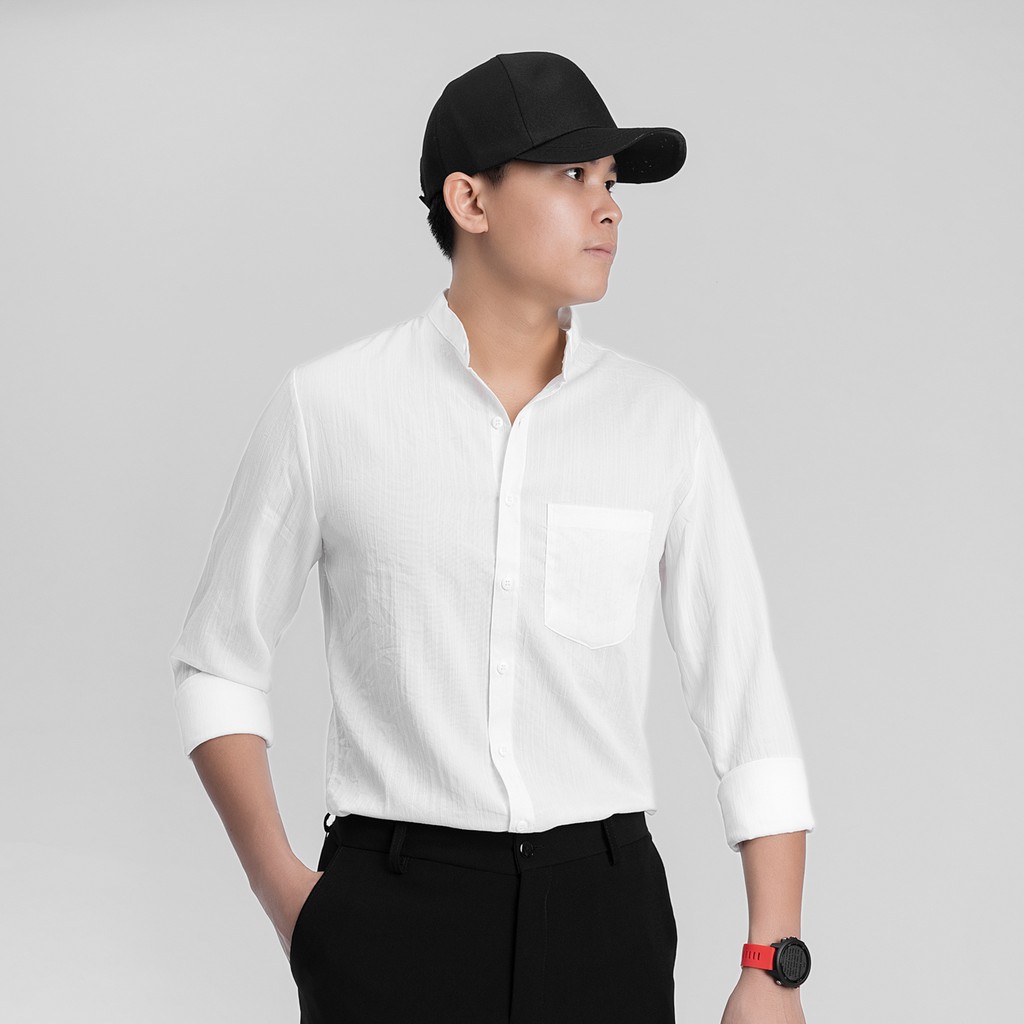 Sơ Mi Đũi Dài Tay Cổ Tàu Túi Ngực Nam Nữ, màu trắng ,Ghi ,Nâu ôm dáng thời trang trẻ | BigBuy360 - bigbuy360.vn