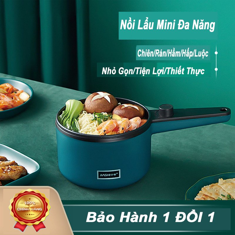 Nồi lẩu điện JIASHI mini đa năng 1,2l 1/2 tầng, công suất 600W dùng chi Chiên, Rán, Nấu,... NLD01