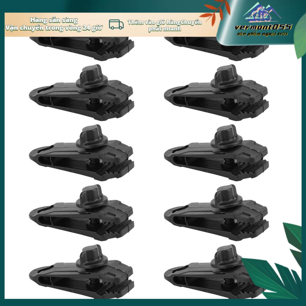 Vermont055 10 cái Lều nhựa ngoài trời Kẹp Khóa Bạt Tarp Cố định Cắm trại Phụ kiện Màu đen