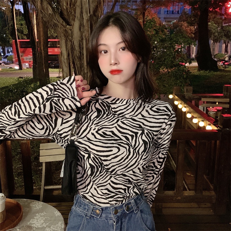 Áo thun ZHELIHANGFEI tay dài cổ tròn thời trang trẻ trung