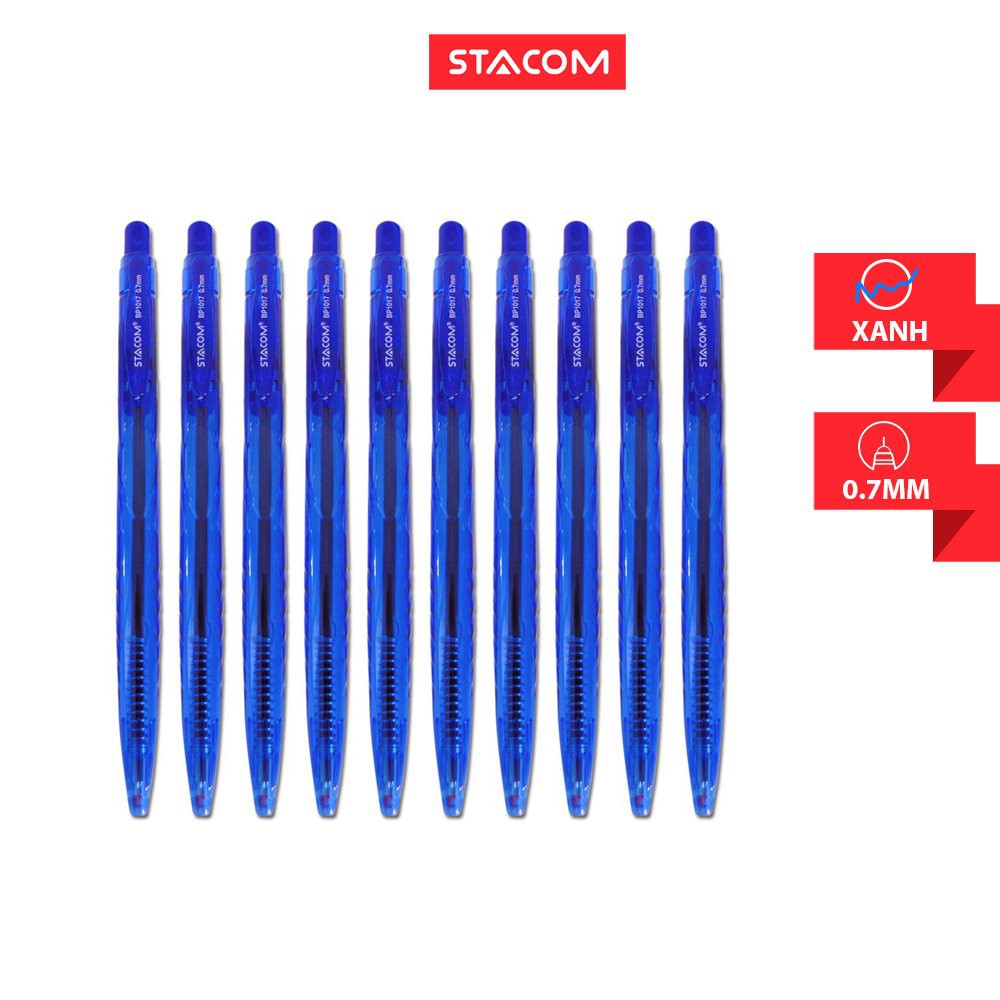 Bút bi mực semi gel Stacom nét 0.7mm BP1017 (set 10 cây)