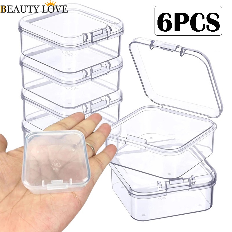 Set 6 Hộp Nhựa Vuông Mini 4.3 * 4.3CM Đựng Trang Sức