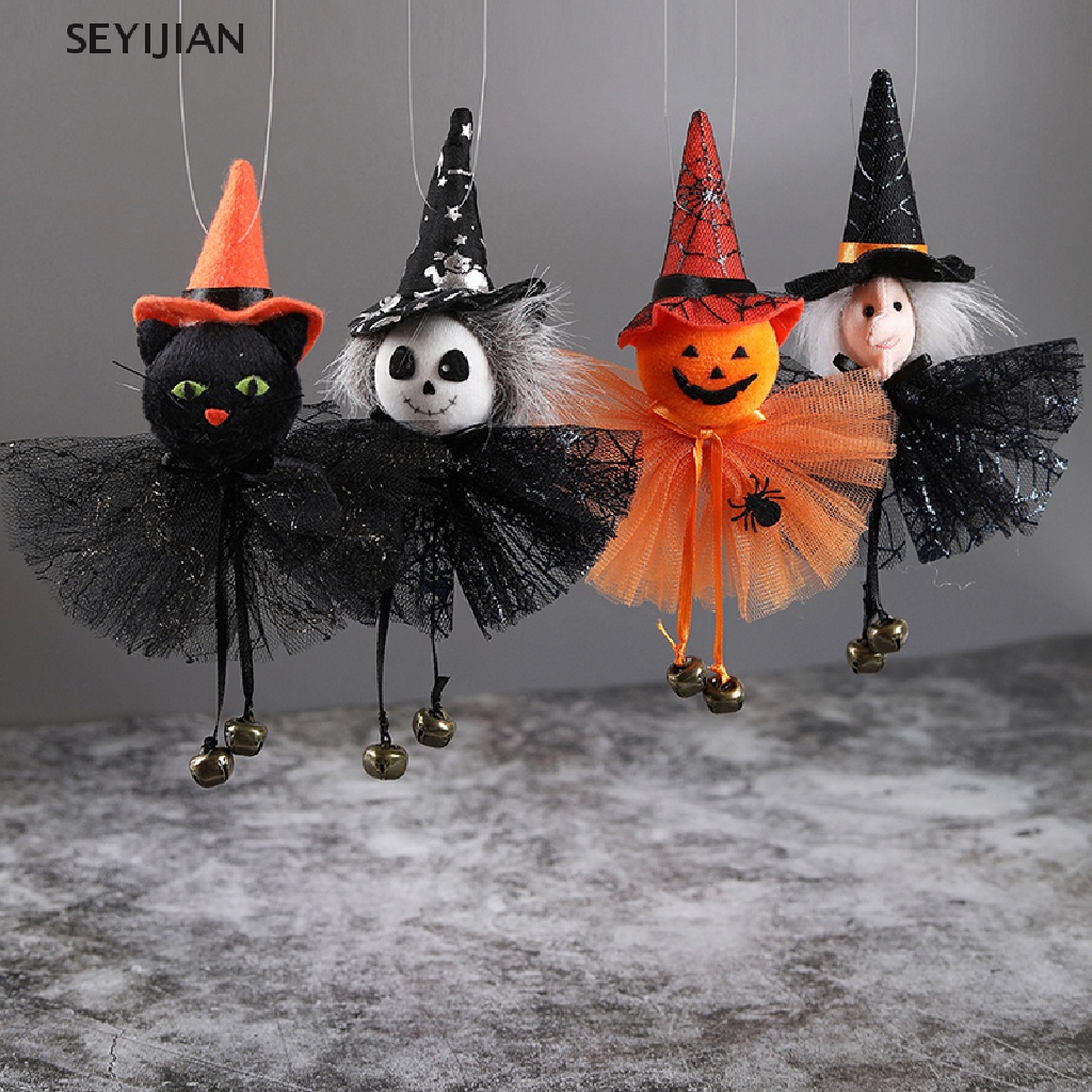 Sey Mặt Dây Chuyền Phù Thủy Bí Ngô Ma Mèo Đen Đáng Sợ Treo Trang Trí Halloween JAN