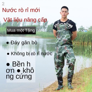 ✥☌❁Đi mưa quần ủng bắt cá bộ đồ một mảnh dài nửa chiếc nĩa da dày lội nước chống thấm nam