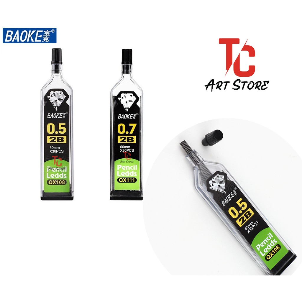 Ruột bút chì bấm 0.5 / 0.7 Baoke, độ cứng 2B [NHÀ P.PHỐI VPP BAOKE – VPP Thành Công]