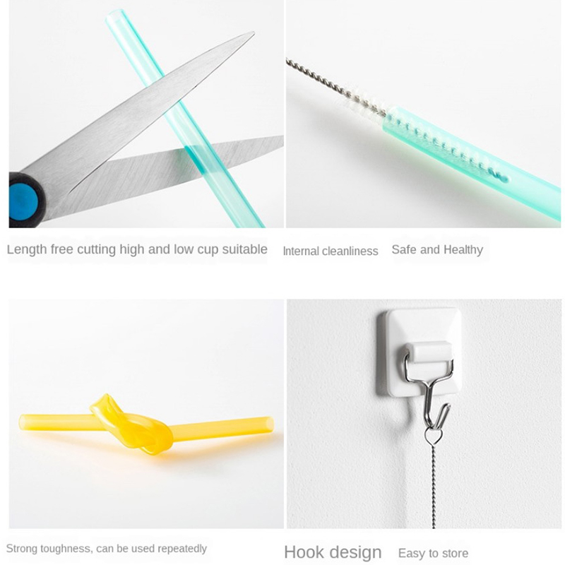 Set 6 ống hút silicon trong suốt tiện lợi