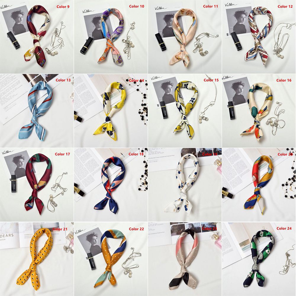 Khăn choàng cổ hình vuông cỡ nhỏ bằng lụa satin phong cách cổ điển thời trang tinh tế cho nữ