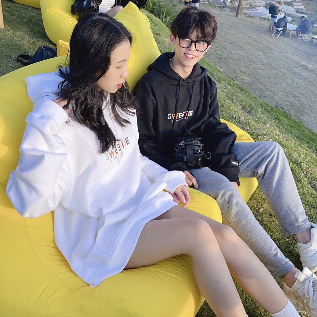ÁO KHOÁC HOODIE SWEETIE DÀI TAY TRẮNG ĐEN SAIGONCOLOR