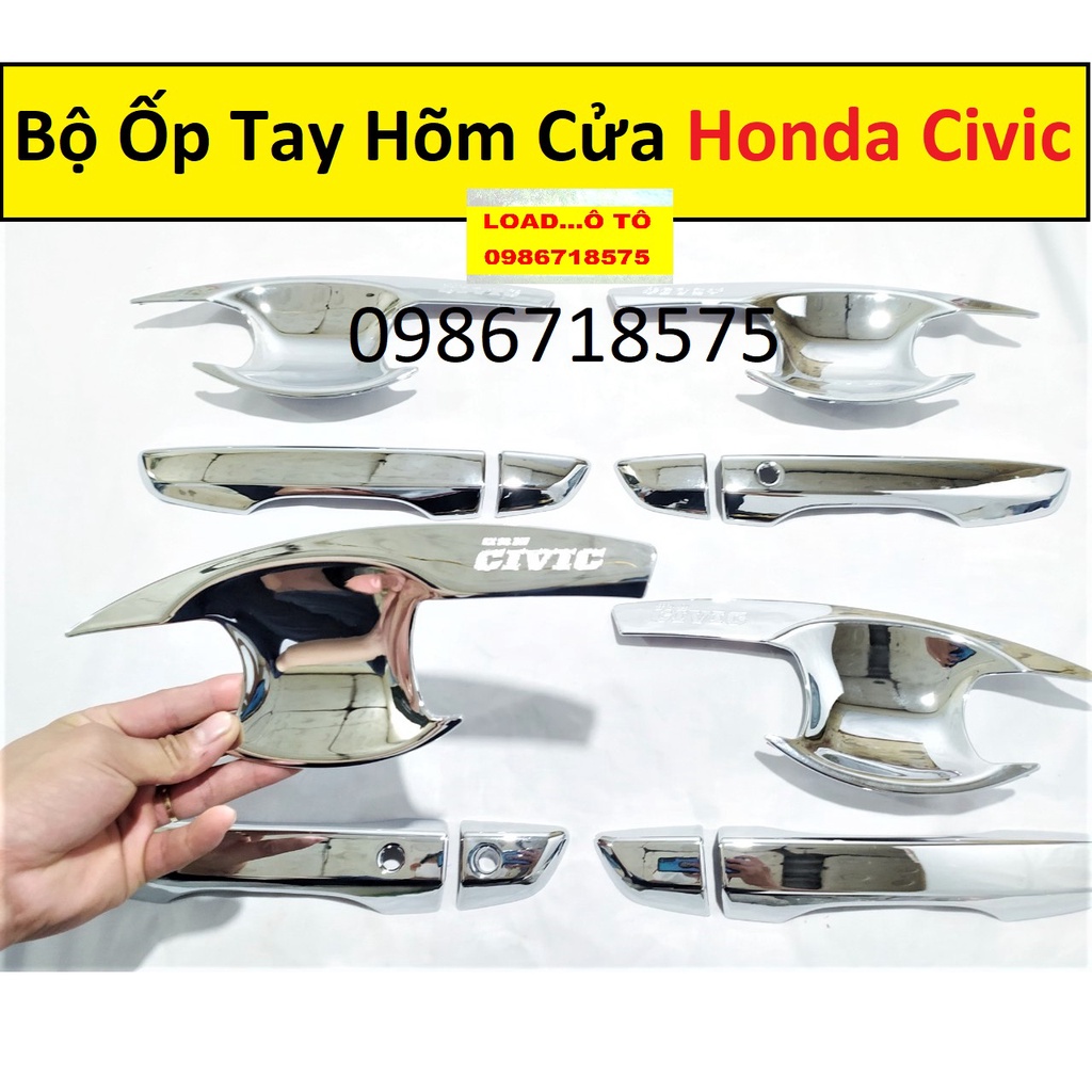 Bộ ốp tay nắm và hõm cửa Honda Civic 2023-2018 Nhựa ABS Mạ Crom