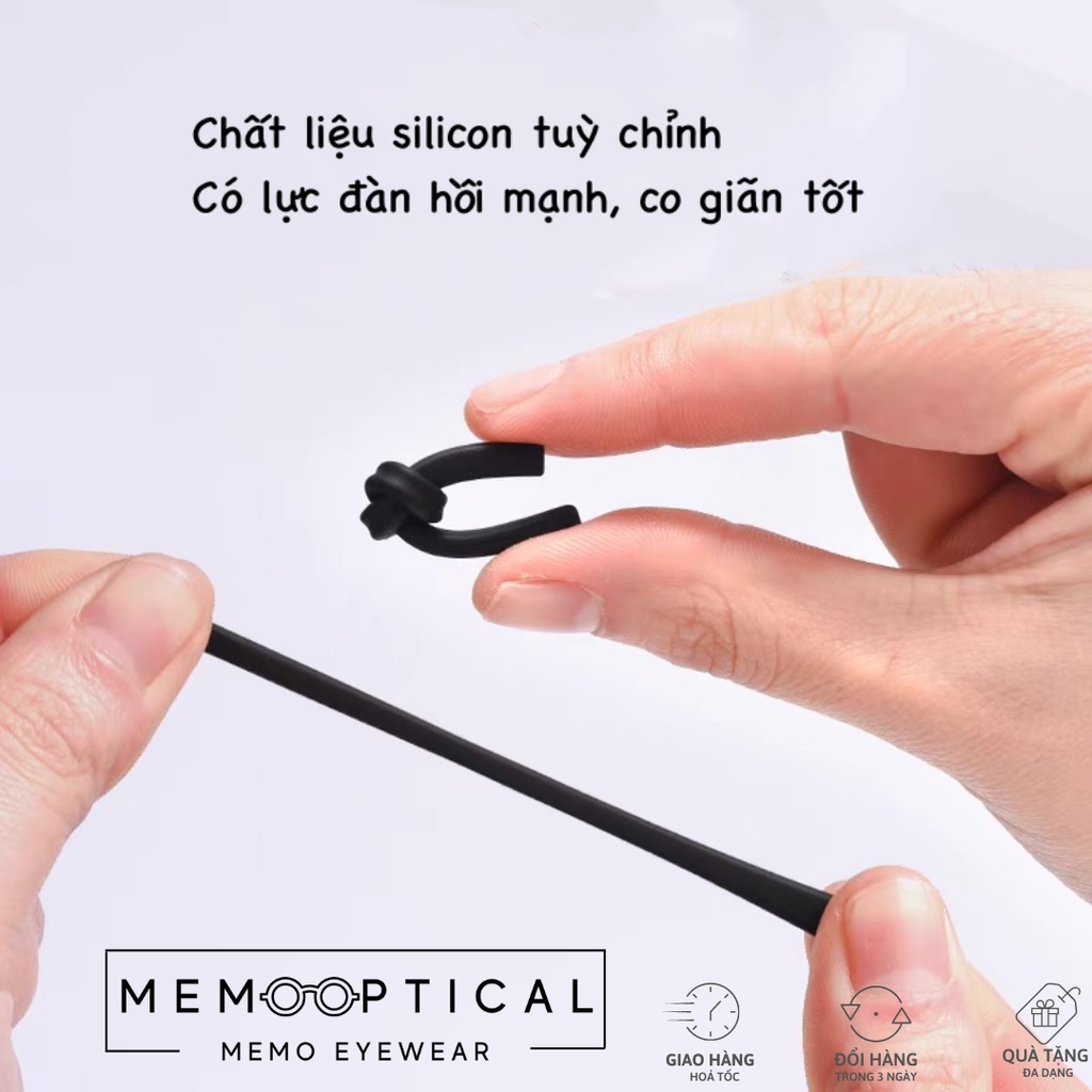 Đệm silicon bọc chân gọng kính cận vuông, phụ kiện chống đau tai khi đeo kính mắt Memo Optical-Bọc Kính Dẹt