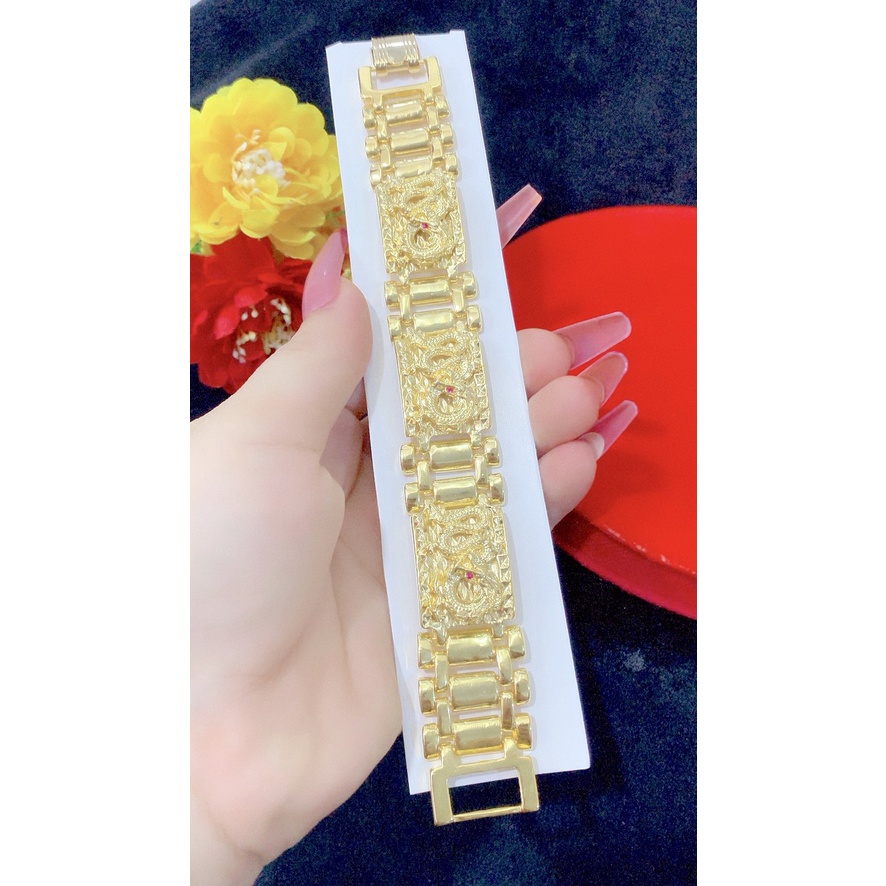 Lắc Tay Nam Mạ Vàng Chạm Rồng Ngậm Châu 046LL110722 - Bao đổi trả trong 07 ngày