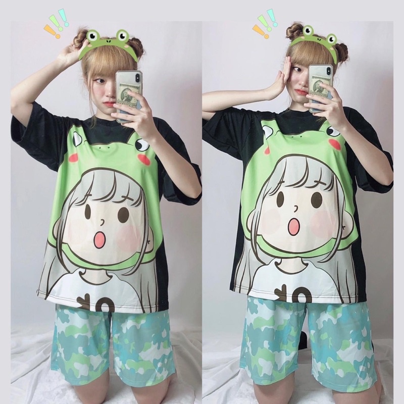 Set Cartoon Short Đùi-OverTee 3D Ảnh Thật