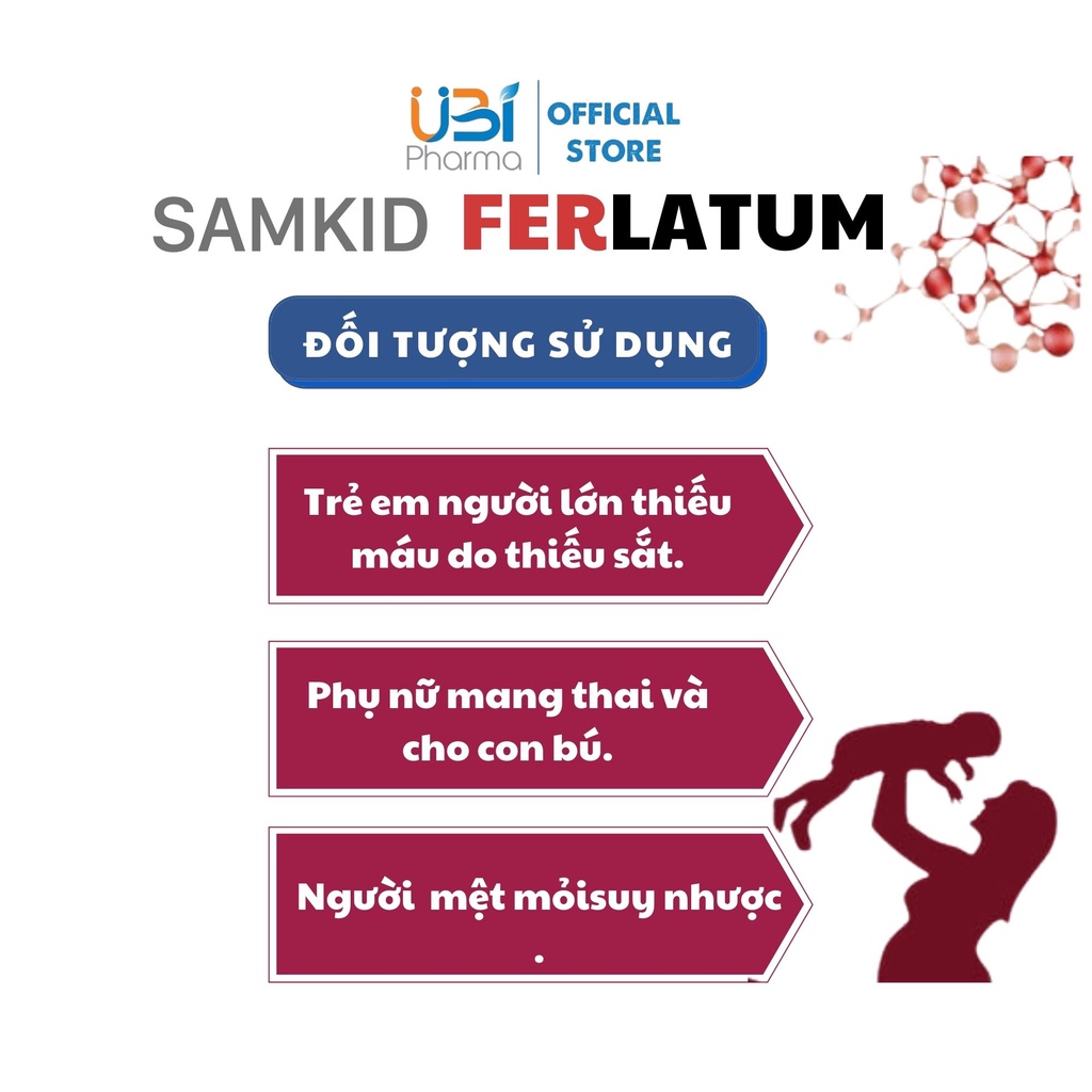 Thực phẩm bổ sung sắt và kẽm hữu cơ Samkid Ferlatum cho phụ nữ mang thai và trẻ em hộp 20 ống x 10ml - UBI Official