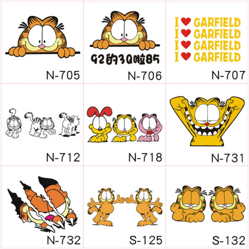 Dễ Thương Sticker Dán Trang Trí Kính Chiếu Hậu Xe Hơi Hình Mèo Garfield Đáng Yêu