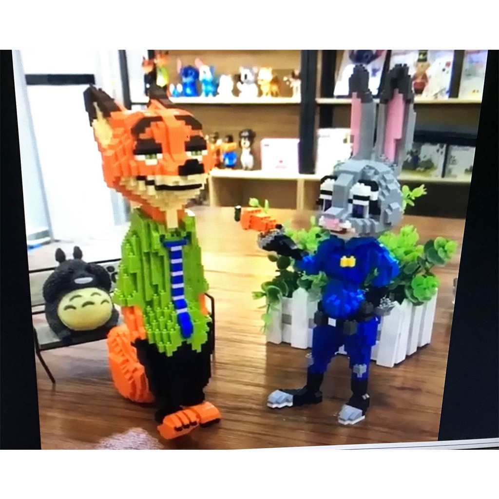 Mô Hình Đồ Chơi Thỏ Và Cáo Hoạt Hình mini nano block Valentine 'S day girl