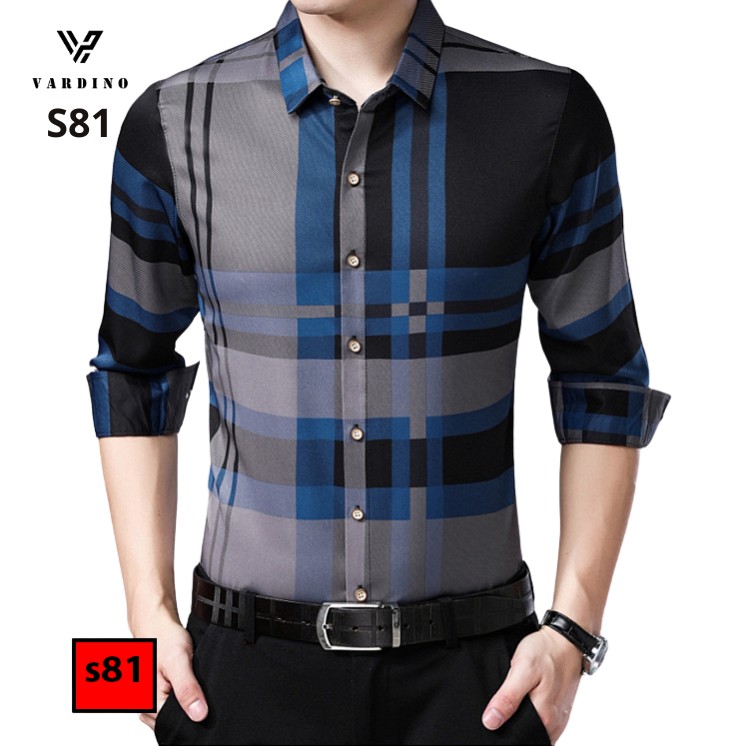Áo sơ mi kẻ nam chính hãng VARDINO tay ngắn / dài dáng ôm xuông suông vừa không nhăn mát trung niên công sở mẫu mới s84 | BigBuy360 - bigbuy360.vn