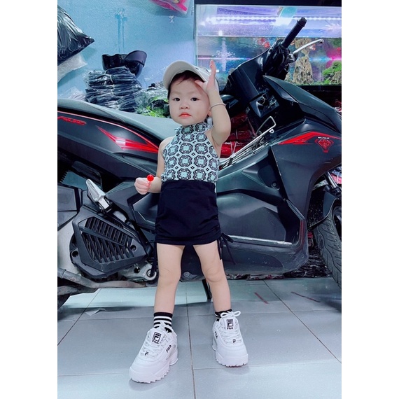 Set Ba Lổ RopTop Phối Chân Váy Rút Dây Thời Trang Năng Động Bé Gái