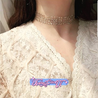 ✧Video thật✧ Vòng cổ choker ren đính đá sáng thời trang đi tiệc bling-bling ✨ VC061 Xưởng Của Vi