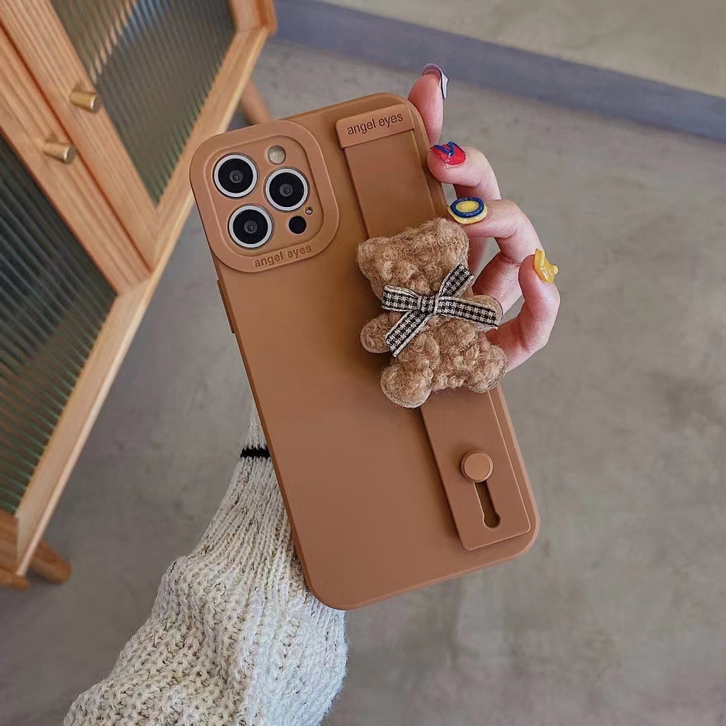 Ốp Điện Thoại Hình Gấu Bông Có Dây Đeo Cho iPhone 7 8 Plus X XS XR 11 12 13 14 pro max