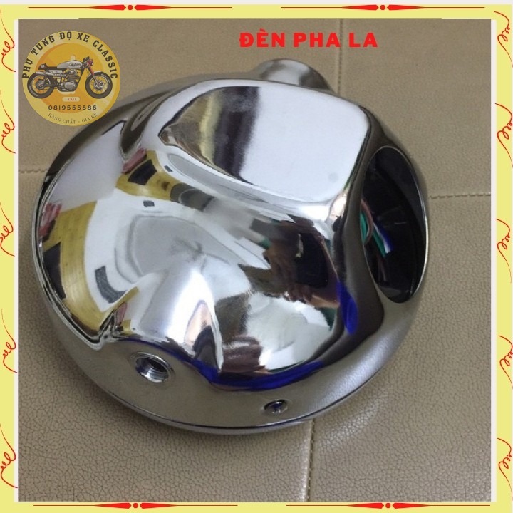 Đèn pha xe máy kiểu dáng LA mạ inox 2 lớp dày có dường kính 18cm để độ xe cafe racer , tracker