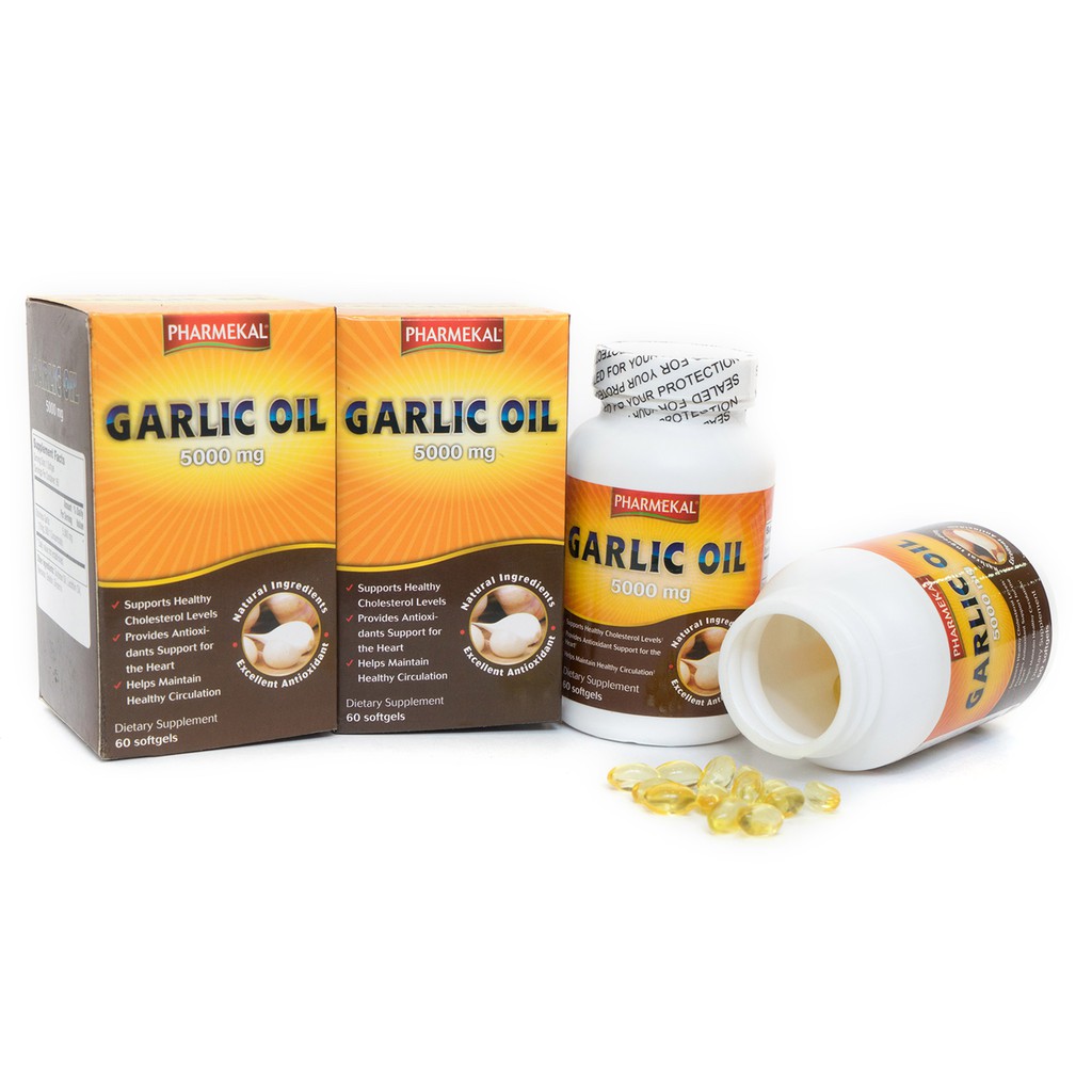 Viên Uống Dầu Tỏi Ngừa Xơ Vữa Động Mạch & Ổn Định Cholesterol Trong Máu Pharmekal Garlic Oil 5000mg (Hộp 60 Viên)