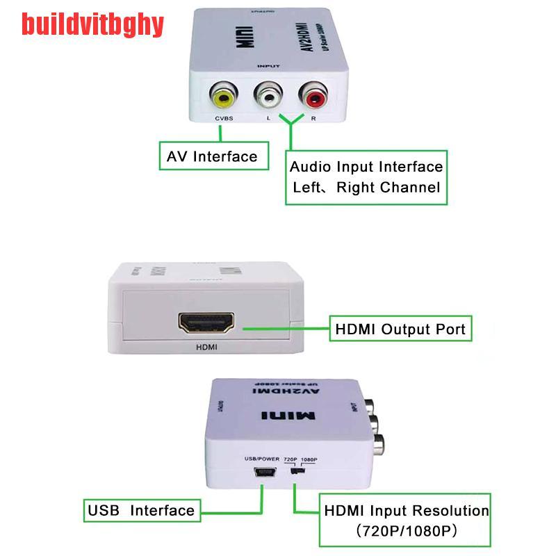 (Mua-Code) Giắc Chuyển Đổi Mini Rca Av Sang Hdmi Av 2 Hdmi 1080p