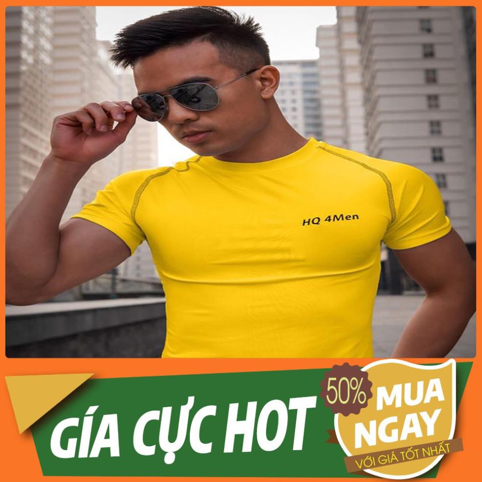 Áo cộc nam  body ngắn tay chất thun lạnh co dãn 4 chiều , tập gymer , thun trơn cổ tròn đẹp nam tính - HQ2  ྇