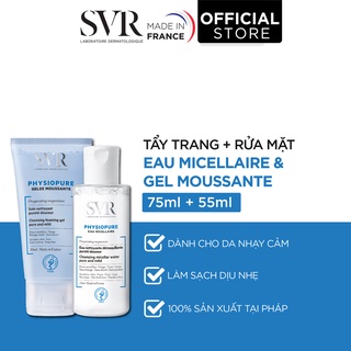 Bộ Đôi Gel Rửa Mặt SVR PHYSIOPURE Gelee Moussante 55ml và Tẩy Trang PHYSIOPURE Eau Micellaire Cho Da Nhạy Cảm 75ml
