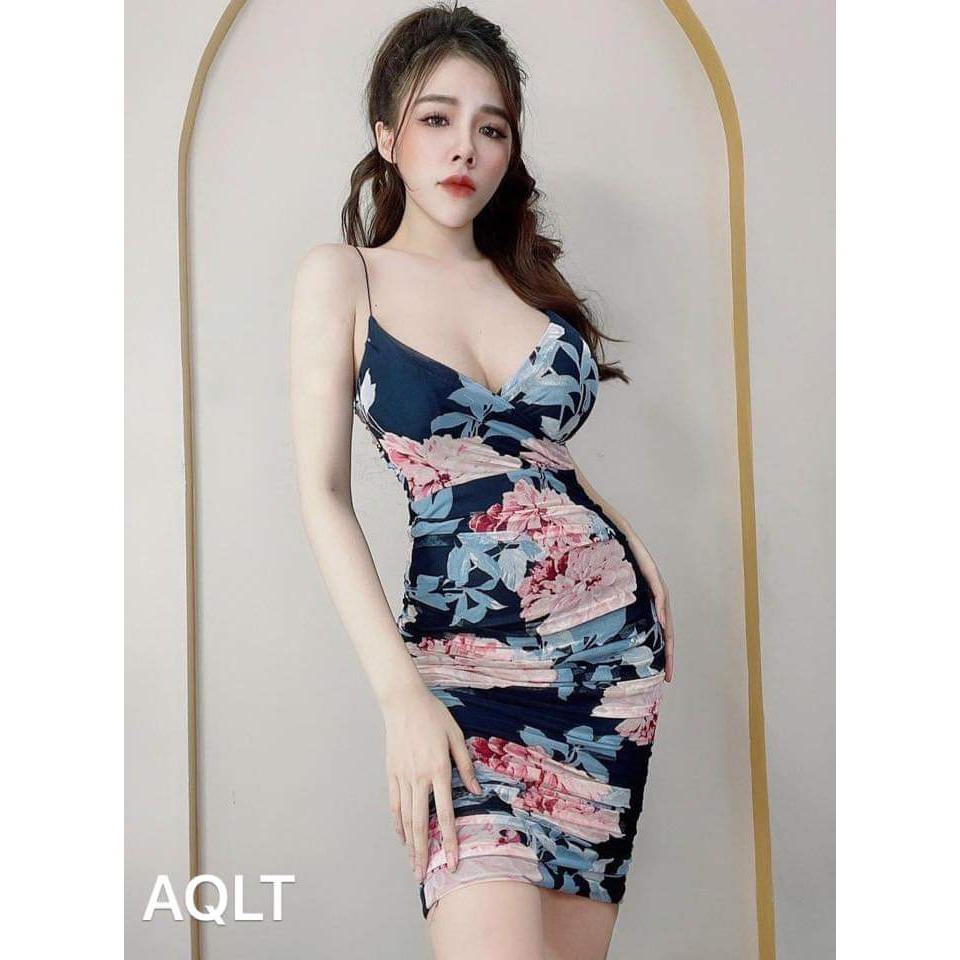 [MẪU MỚI] Đầm body hai dây in hoa