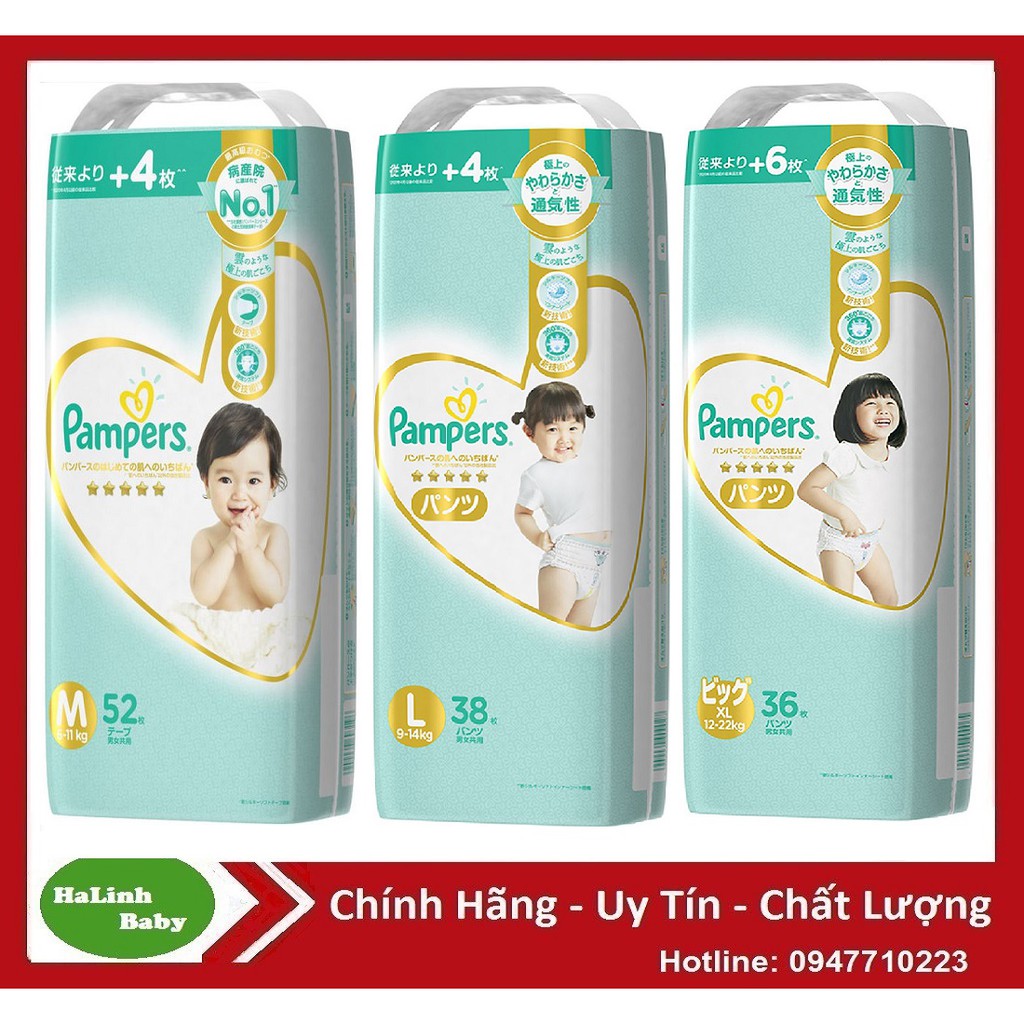 Tã Quần, Dán Pampers Pamper Nội Địa Nhật (S60/NB66/M48/L40, M44/L34/XL30) :