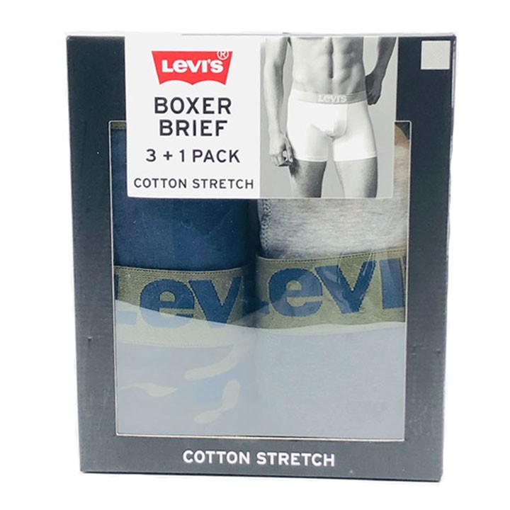 Set 4 Levi's Boxer Brief Stretch - Black/ Gray/ Navy/ Army