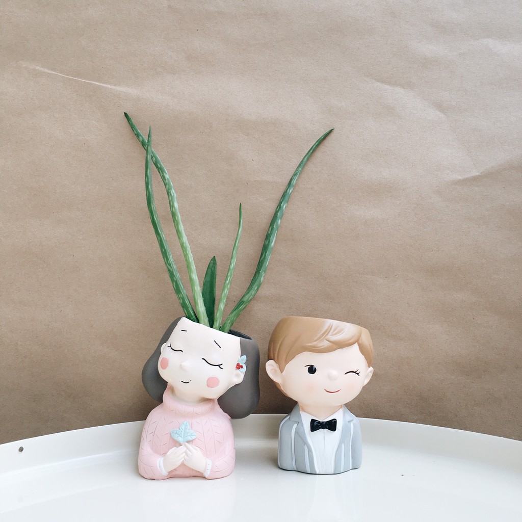 Chậu Cây Đất Sét Nhật hình ChiBi