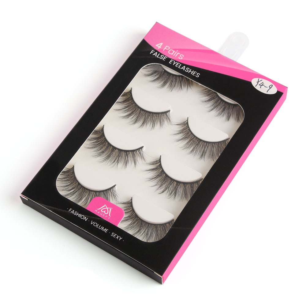 MAGEFY Bộ 4 Cặp 3D Lông Mi Giả /3D 4PCS  Fashion Eyelashessiêu phẩm cho đôi mắt long lanh có thể tái sử dụng lông mi mềm sợi tơi, có độ cong sẵn