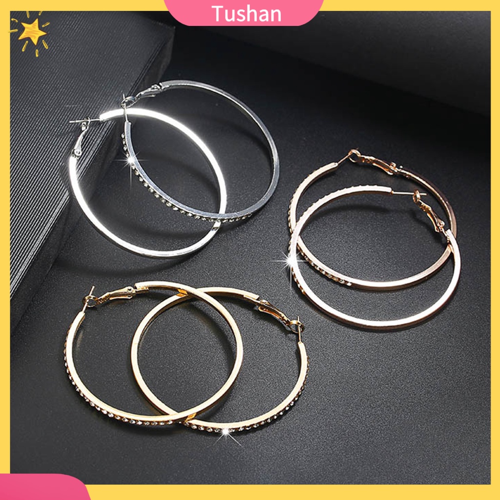 [Ts] Khuyên tai dạng vòng phong cách hip hop dành cho nữ khi đi mua sắm