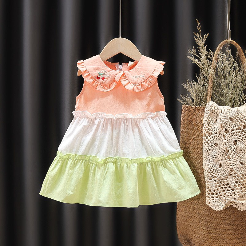 Váy bé gái dáng xòe cộc tay nhiều màu cotton mềm mát VX04 - BÉ NHÀ THỊ