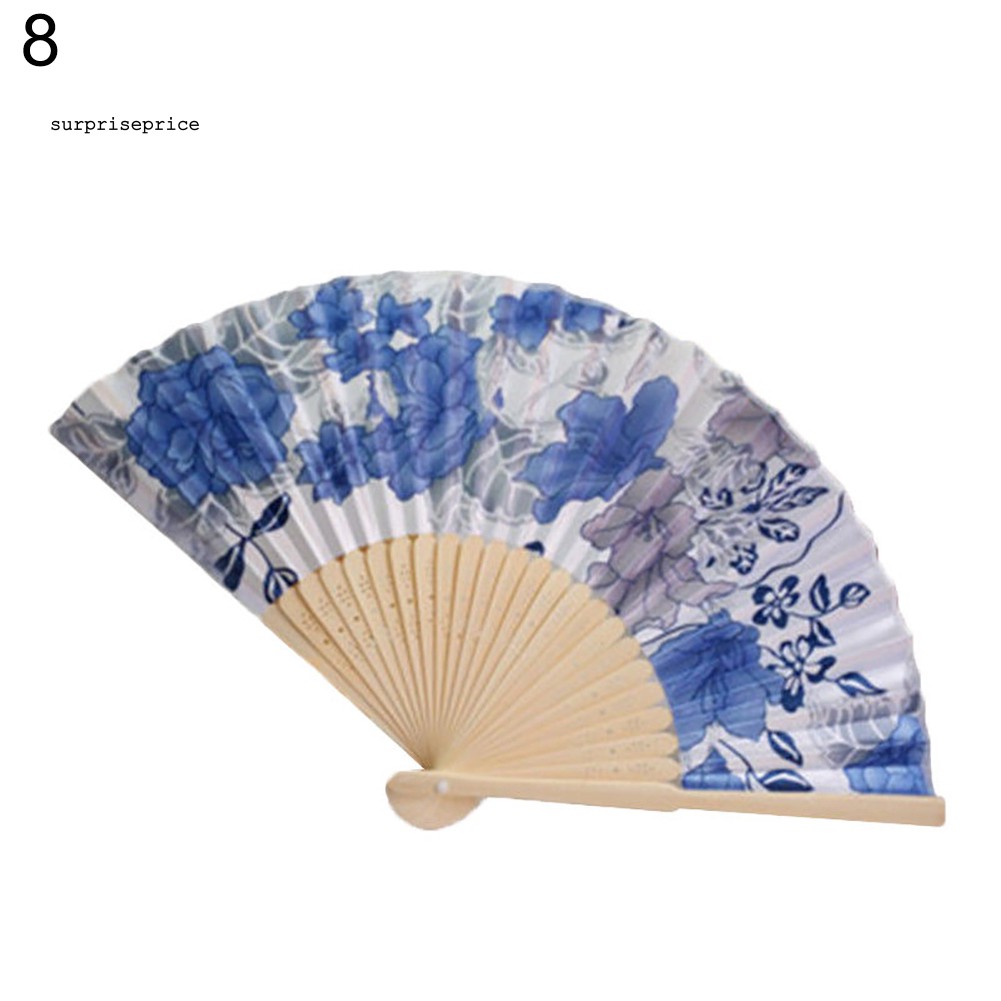 [ HÀNG có sẵn ] quạt tre xếp in hoa phong cách vintage