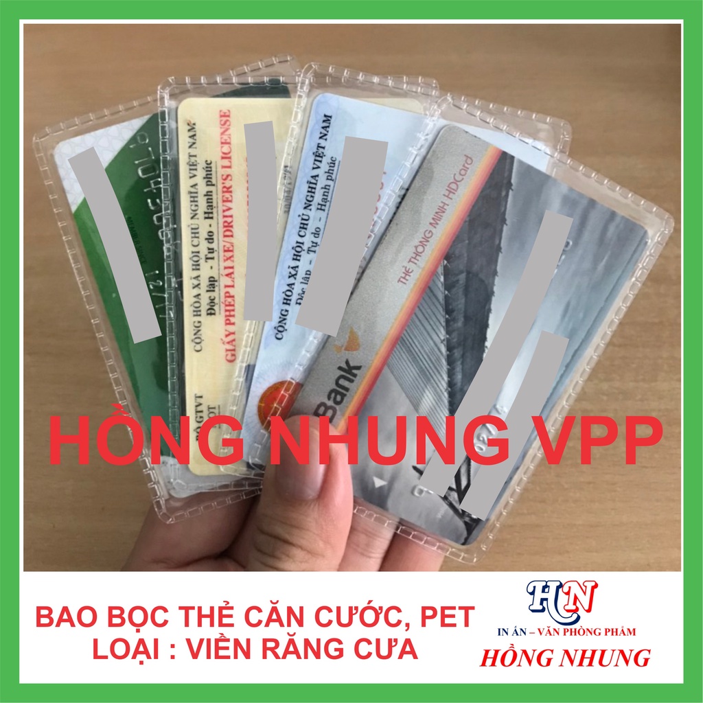 SÉT 5 CÁI: BỌC THẺ CĂN CƯỚC, BẰNG LÁI XE, THẺ PET - LOẠI CÓ NẮP, TRONG SUỐT