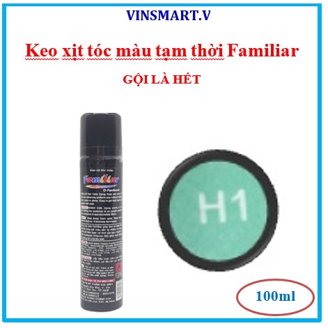 GÔM  XỊT TÓC FAMILIAR, NHUỘM TẠM THỜI, GỘI LÀ HẾT, MÀU XANH RÊU H1