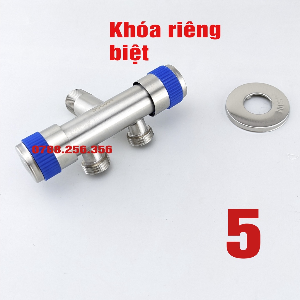 Van F inox SUS304 có khóa ra 1 đường nước, van T cầu chữ F