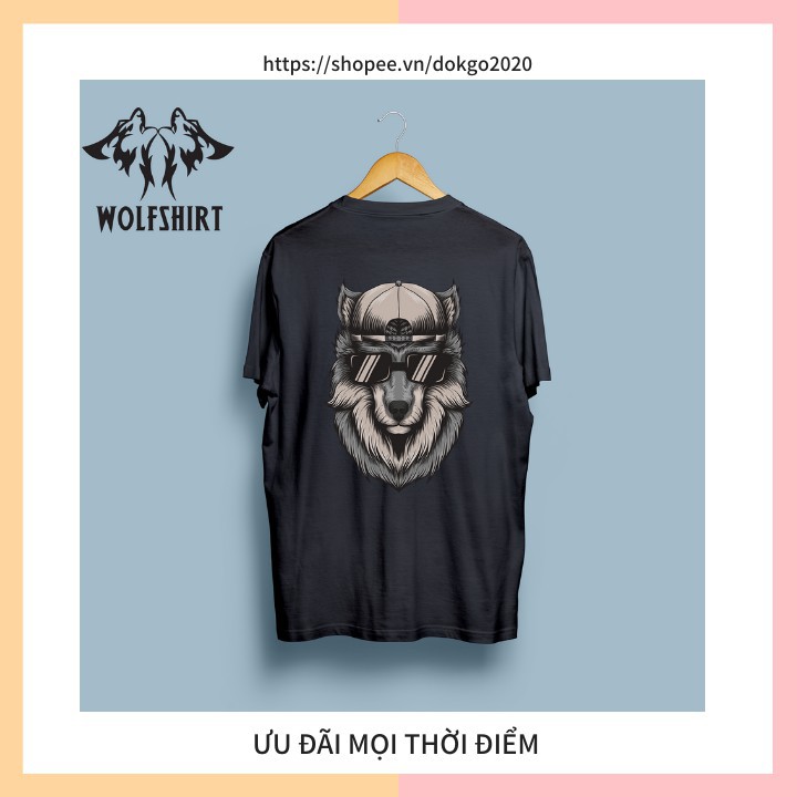 Kull Ngầu Với Áo Thun Hai Màu Đen Trắng Unisex Fom Rộng WOFTSHIRT 100% Cotton Full Size Hình Wofl Mũ Kính