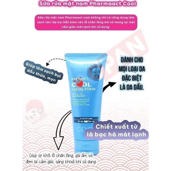 Sữa Rửa Mặt Pharmaact Cool Facial Foam 130g Nhật Bản