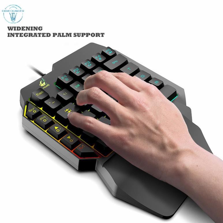 Bàn phím một tay giả cơ led đổi màu 39 phím chuyên game mobile pubg Free Fire trên điện thoại, máy tính bảng, Laptop